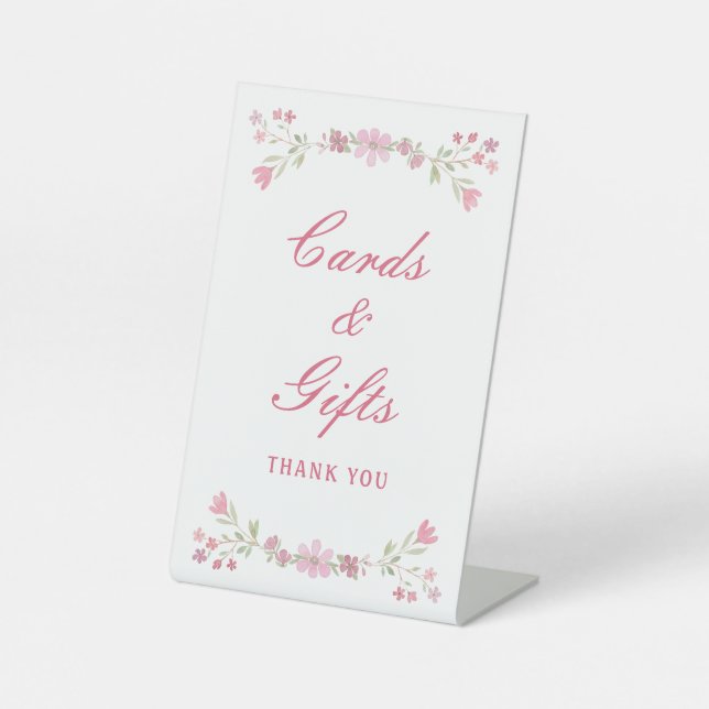 Signe De Table Fleurs roses Cartes & Cadeaux (Recto)