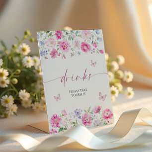 Signe De Table Fleurs Roses Claires Boissons