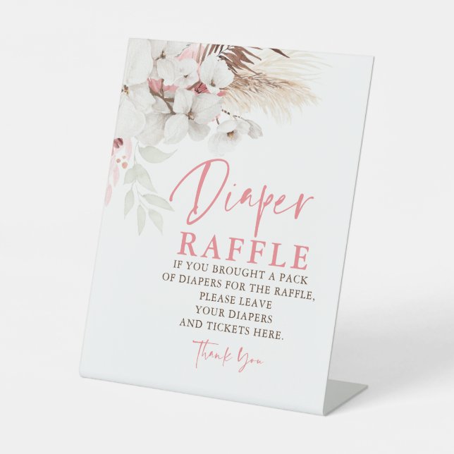Signe De Table Fleurs roses et blanches Raffle de couches Place (Recto)