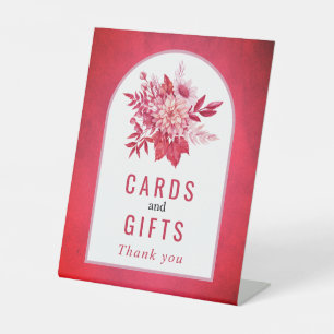 Signe De Table Fleurs roses et rouges et mariage de feuillage