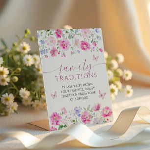 Signe De Table Fleurs roses Jeu des traditions de famille préféré