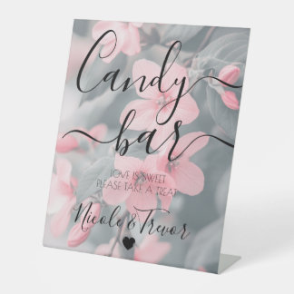 Signe De Table Fleurs roses personnalisées barres de bonbons en c