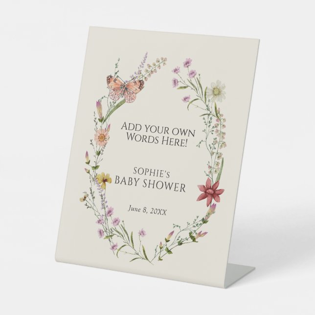 Signe De Table Fleurs Sauvages Vœux Bébé en Fleur Ajoutez Vos Pro (Recto)