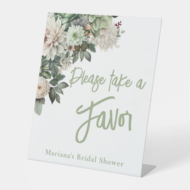 Signe De Table Fleurs vertes Sage Faveur Florale (Recto)