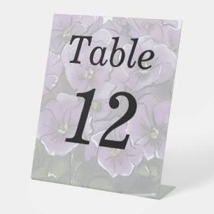 Signe De Table Fleurs Violettes Élégantes Table Numéro de Mariage