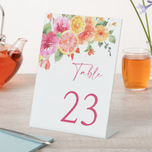 Signe De Table Fleurs vives Citrus Fête des mariées Numéro de tab