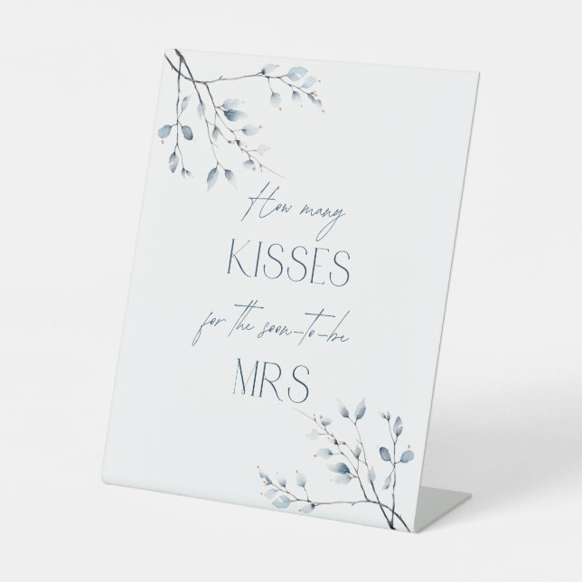 Signe De Table Floral Bleu Botanique d'Hiver Combien de Baisers (Recto)