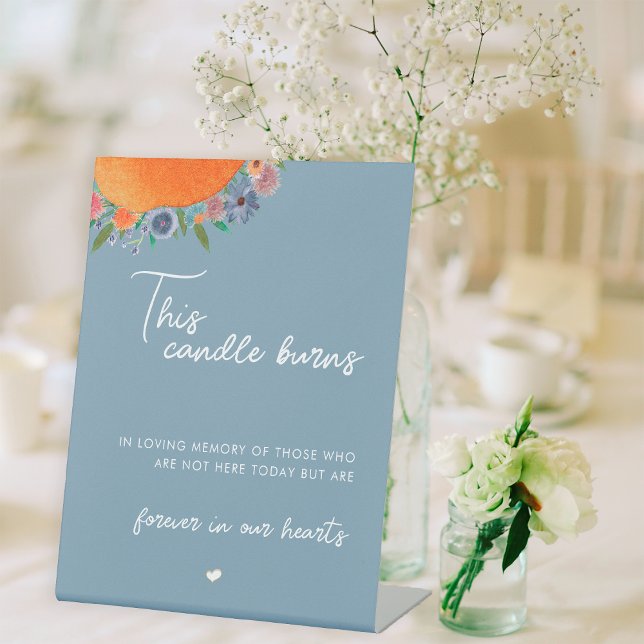 Signe De Table Floral Bleu Cette Bougie Brûle Dans La Mémoire Amo (Créateur téléchargé)