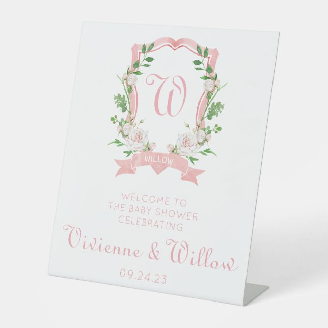 Signe De Table Floral Crest Douche Bienvenue (Recto)