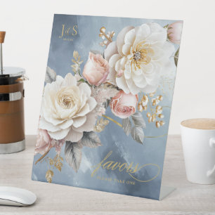 Signe De Table Floral Drama Wedding Favors Blue ID1022