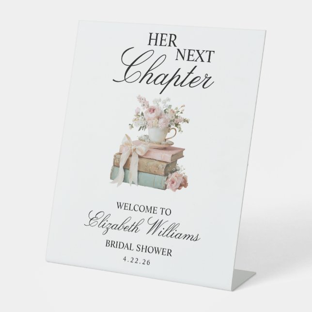 Signe De Table Floral Her Next Chapter Bridal Shower Welcome Sign (Recto)