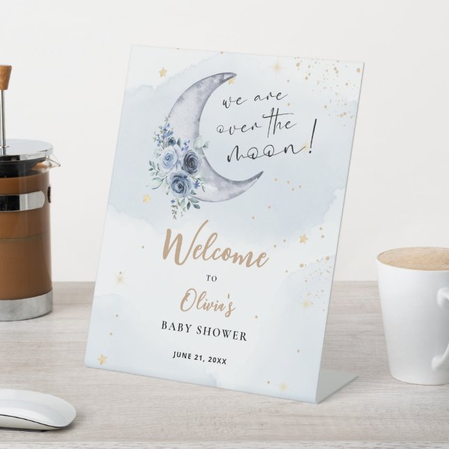 Signe De Table Floral Sur Le Baby shower Lune Accueil (In SItu)