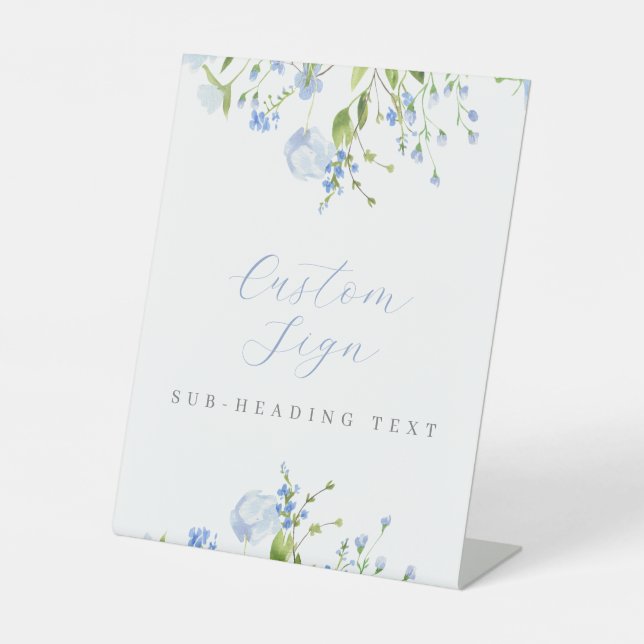 Signe De Table Flore bleu clair modifiable sur mesure (Recto)