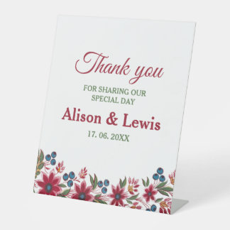 Signe De Table Flores d'aquarelle rétro