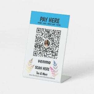 Signe De Table Florist Flower Shop Ajouter QR Code Venmo Payer ic