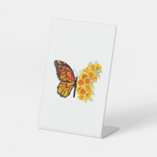 Signe De Table Flower Butterfly with Yellow California Poppy