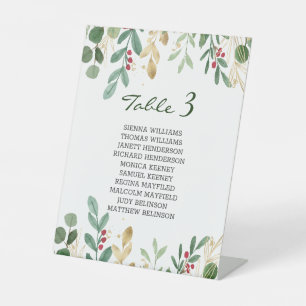 Signe De Table Foliage vert Rouge Berry Mariage de Noël