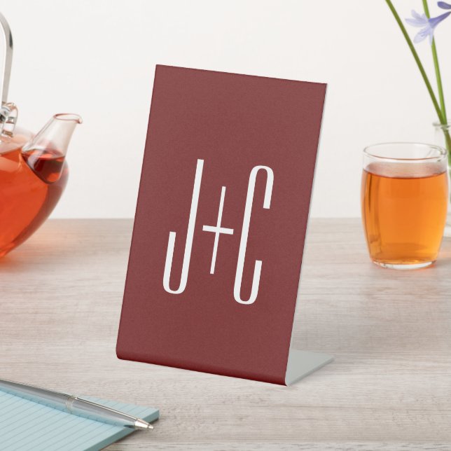 Signe De Table Fond rouge Bourgogne modifiable et texte blanc  (In SItu)