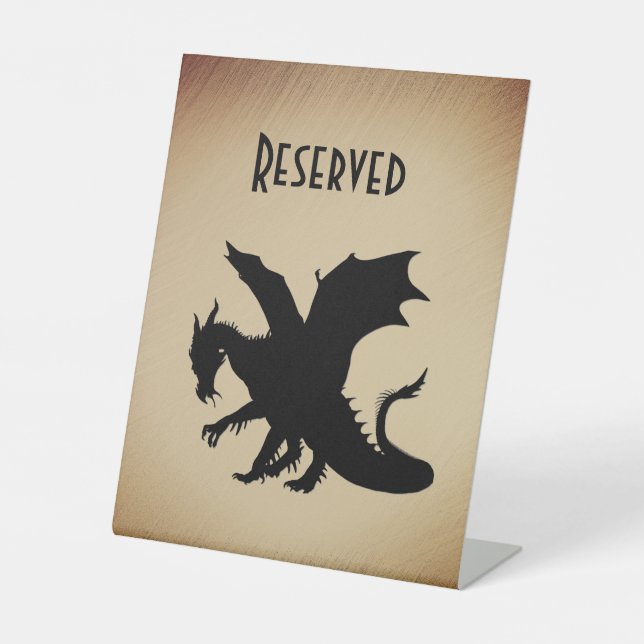 Signe De Table Fond rustique Dragon noir réservé (Recto)