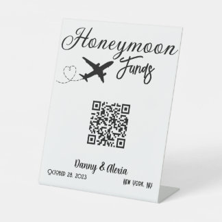 Signe De Table Fonds Lune de miel QR Code Mariage Avion