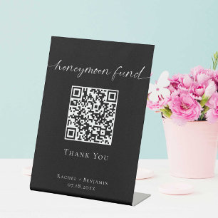 Signe De Table Fonds Lune de Miel QR Code Minimalit Mariage Moder