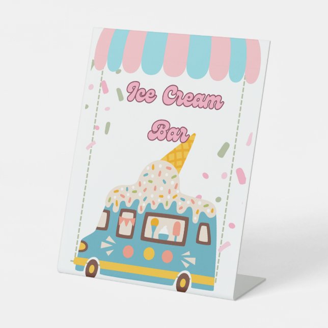 Signe De Table Food Sign Ice Cream Bar For Birthday Party (Recto)