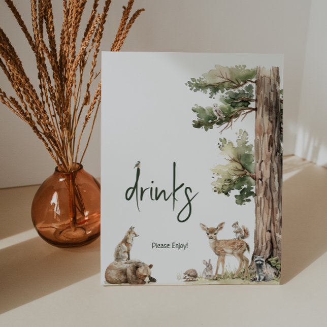 Signe De Table Forêt Bois Animaux Baby shower Boissons (Créateur téléchargé)