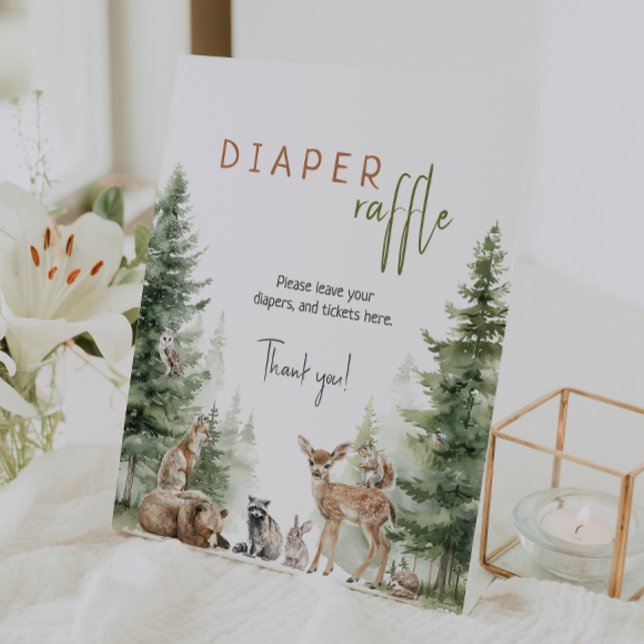 Signe De Table Forêt Bois Animaux Baby shower Déchets Raffle (Créateur téléchargé)