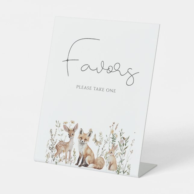 Signe De Table Forêt forestière Animaux Baby shower Faveurs (Recto)
