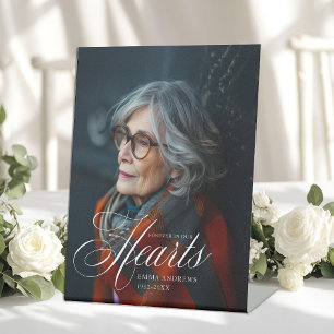 Signe De Table "Forever in Our Hearts" Photo Funeral Memorial