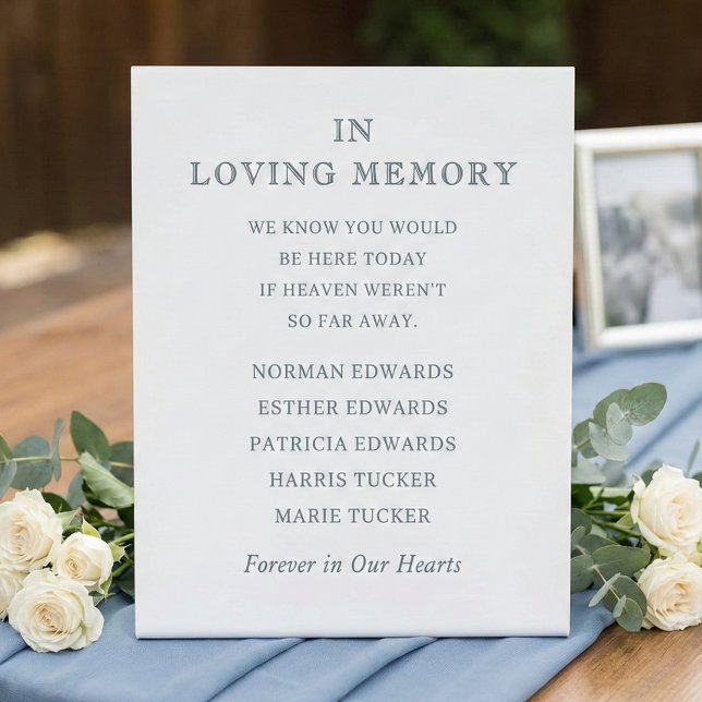 Signe De Table Forever In Our Hearts Wedding Memorial Names Bride (Forever In Our Hearts Wedding Memorial SIgn with List of Names)