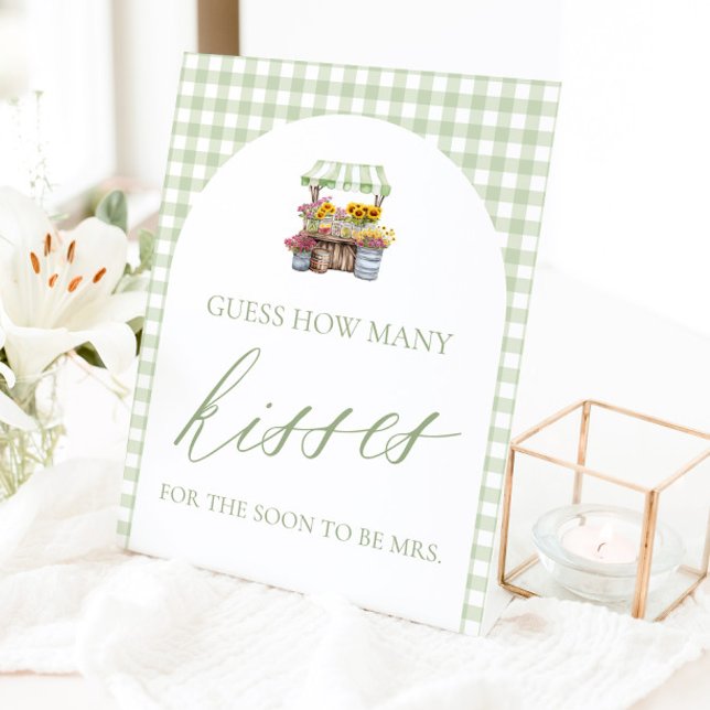 Signe De Table Fraîchement sorti du marché Devinez combien de bai (Fresh Off The Market Guess How Many Kisses Sign)