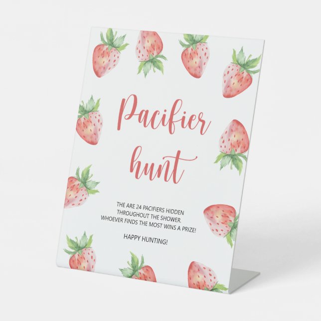 Signe De Table Fraise - chasse à la suce jeu de baby shower (Recto)