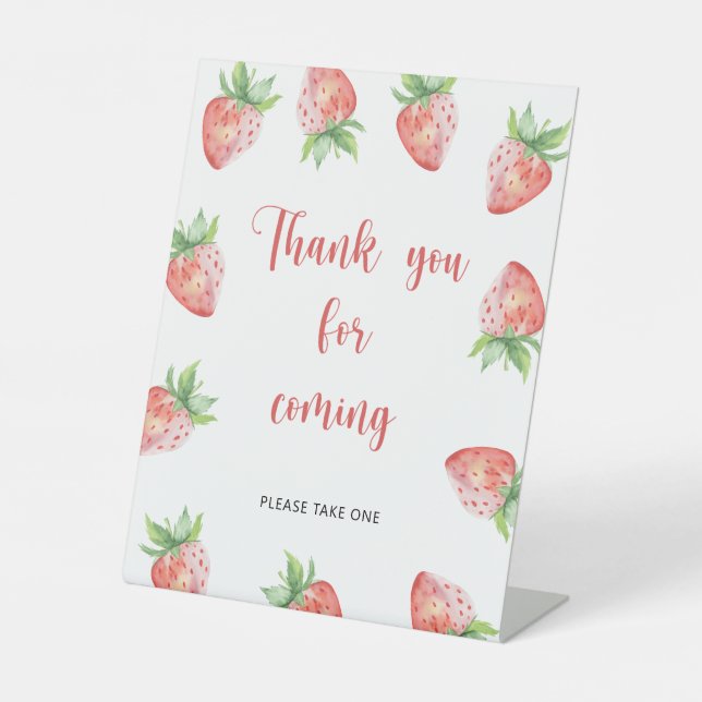 Signe De Table Fraise \ Merci d'être venu  (Recto)
