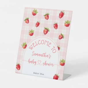 Signe De Table Fraise Sweet Rustique Bienvenue bébé fille Douche