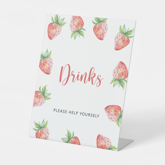 Signe De Table Fraises - Boissons à servir soi-même  (Recto)