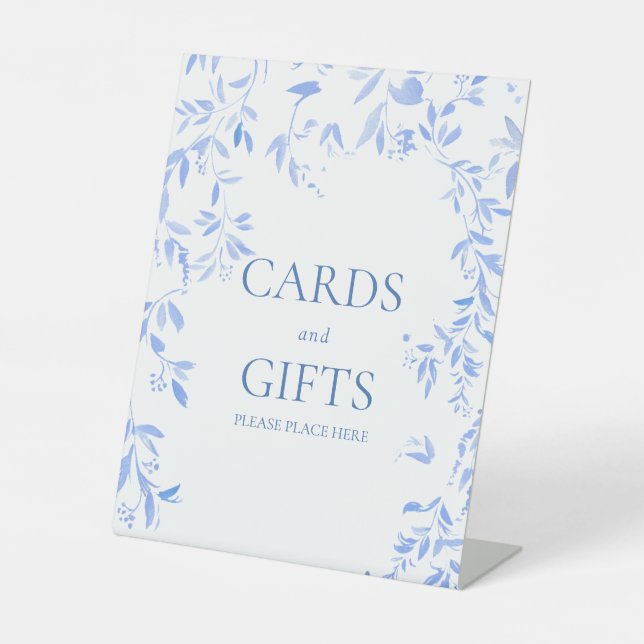 Signe De Table Français Bleu Floral Botanique Cartes de Mariage & (Recto)