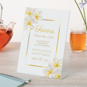 Signe De Table Frangipani frangipani blanc, mariage tropical fave