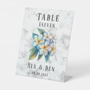 Signe De Table Frangipani Hawaii Floral Mariage Numéro de table