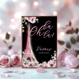 Signe De Table French Floral Oh la la Bridal Shower Pedestal Sign