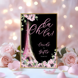 Signe De Table French Floral Oh la la Bridal Shower Pedestal Sign