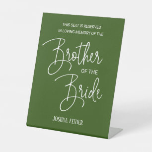 Signe De Table Frère de Bride Memorial Green Save Chaire Mariage