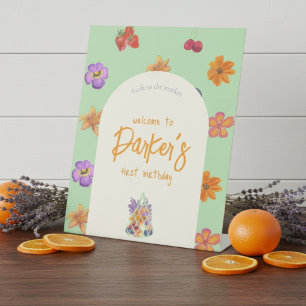 Signe De Table Fresh to the Market First Birthday Theme - Floral