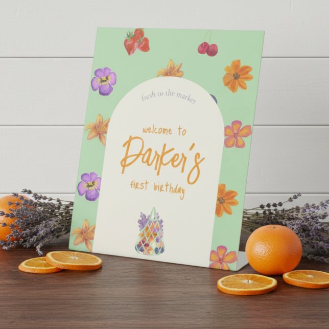 Signe De Table Fresh to the Market First Birthday Theme - Floral (Celebrate your little one’s first birthday with a fresh and vibrant theme!)
