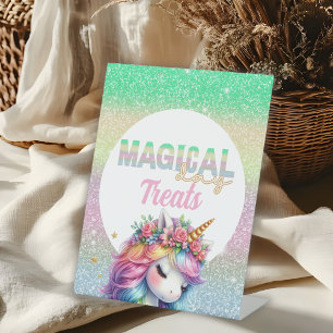 Signe De Table Friandises magiques de licorne arc-en-ciel scintil
