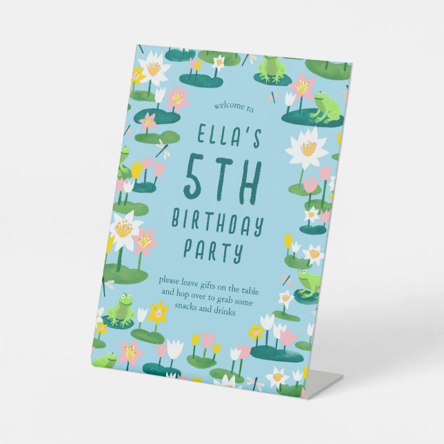 Signe De Table Frogs and Lily Pads Cute Birthday Party  (Recto)