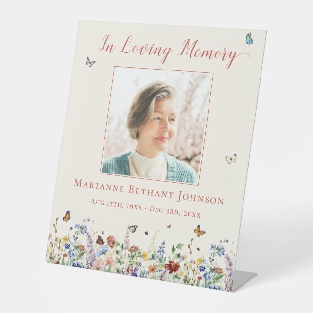 Signe De Table Funérailles commémoratives du Fleur sauvage d'aqua (Recto)