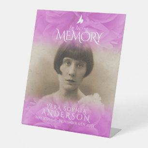 Signe De Table Funérailles en mémoire d'amour rose rose violet