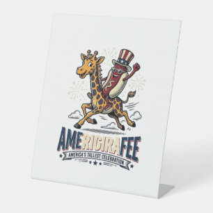 Signe De Table Funny Amerigiraffee Patriotique Giraffe Hot Dog Ch