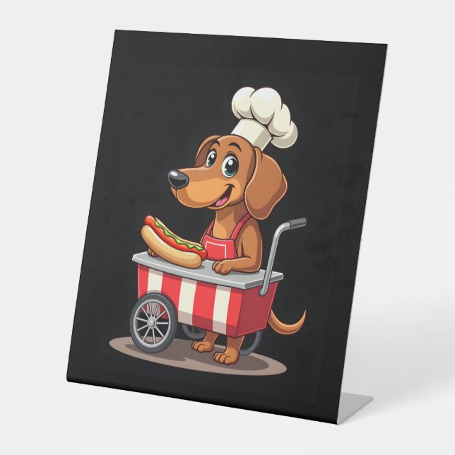 Signe De Table Funny Dachshund Chien Hotdog Sandwich Weenie Sauci (Recto)